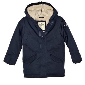 Abercrombie Kids Boys Coat Sherpa Lined Navy Blue Hooded Winter Size 5 6